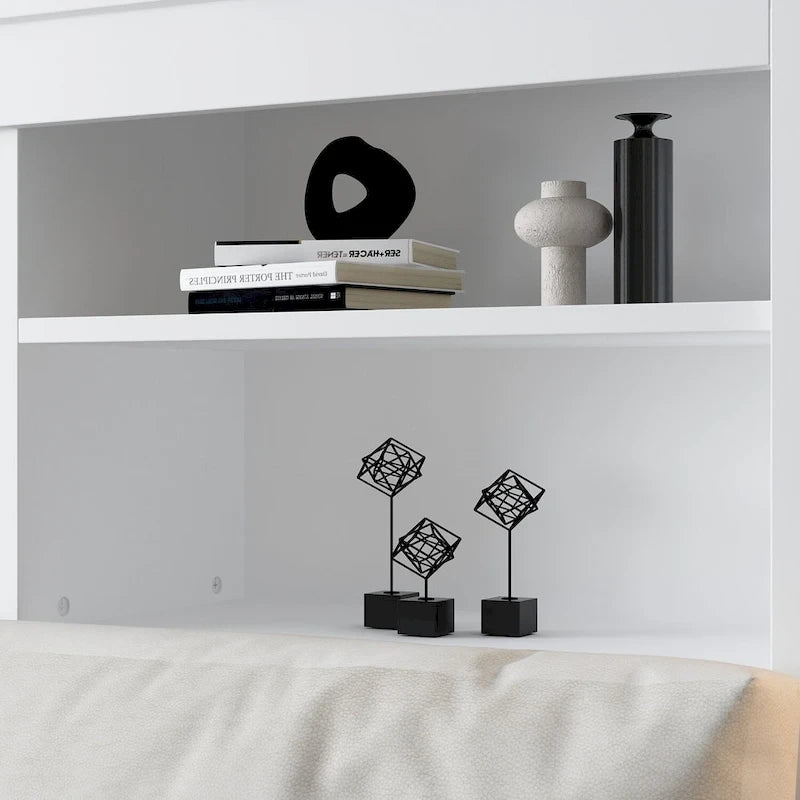 Tête de lit bibliothèque Queen avec lumière LED RVB, 2 personnes