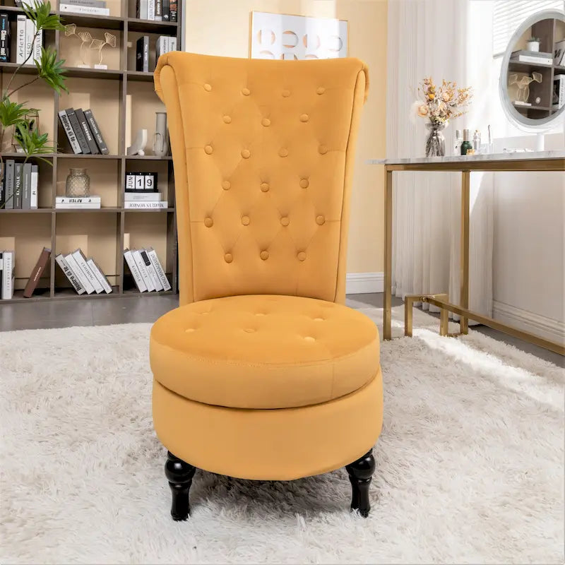 Fauteuil d'appoint haut de gamme en velours capitonné, jaune moutarde/gris/noir, unité