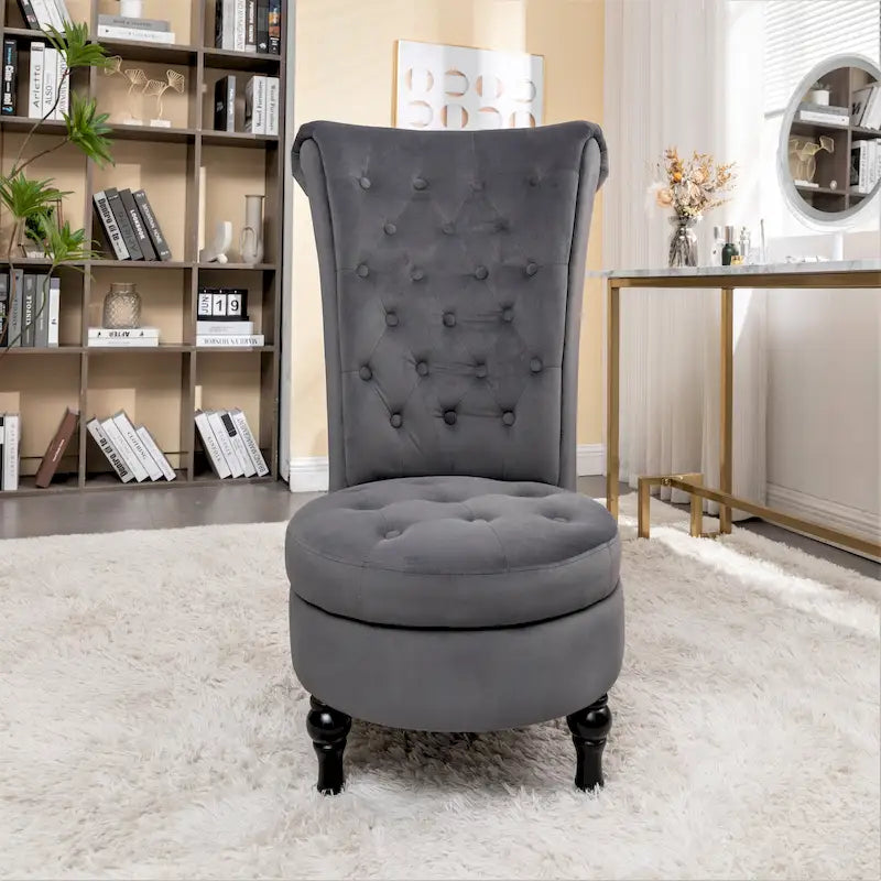 Fauteuil d'appoint haut de gamme en velours capitonné, jaune moutarde/gris/noir, unité