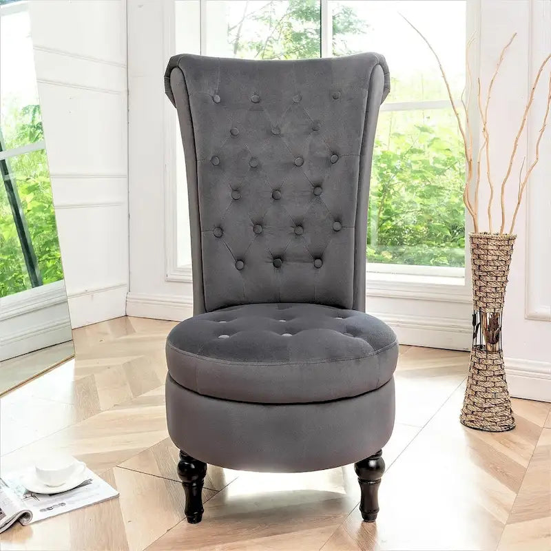 Fauteuil d'appoint haut de gamme en velours capitonné, jaune moutarde/gris/noir, unité