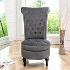 Fauteuil d'appoint haut de gamme en velours capitonné, jaune moutarde/gris/noir, unité