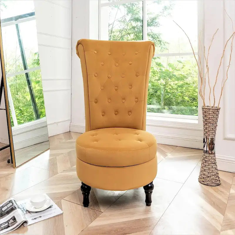 Fauteuil d'appoint haut de gamme en velours capitonné, jaune moutarde/gris/noir, unité