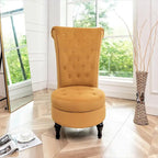 Fauteuil d'appoint haut de gamme en velours capitonné, jaune moutarde/gris/noir, unité