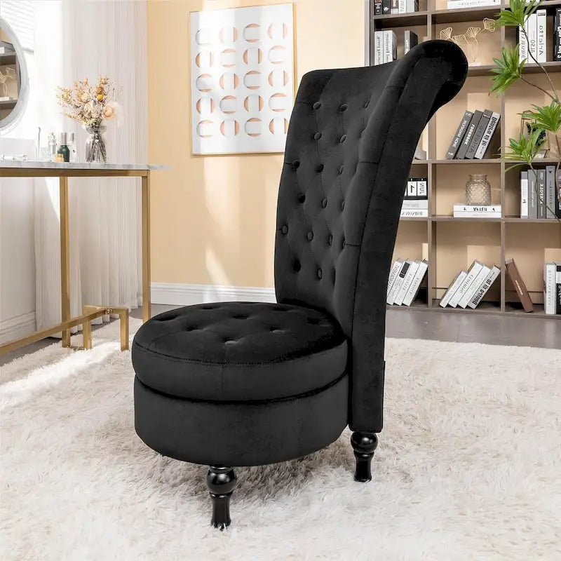 Fauteuil d'appoint haut de gamme en velours capitonné, jaune moutarde/gris/noir, unité