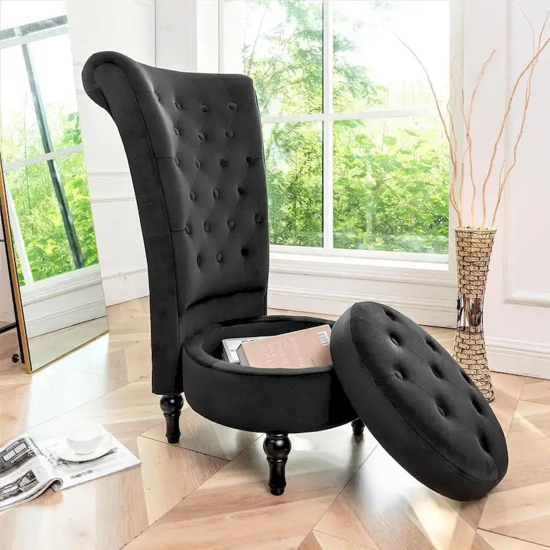 Fauteuil d'appoint haut de gamme en velours capitonné, jaune moutarde/gris/noir, unité