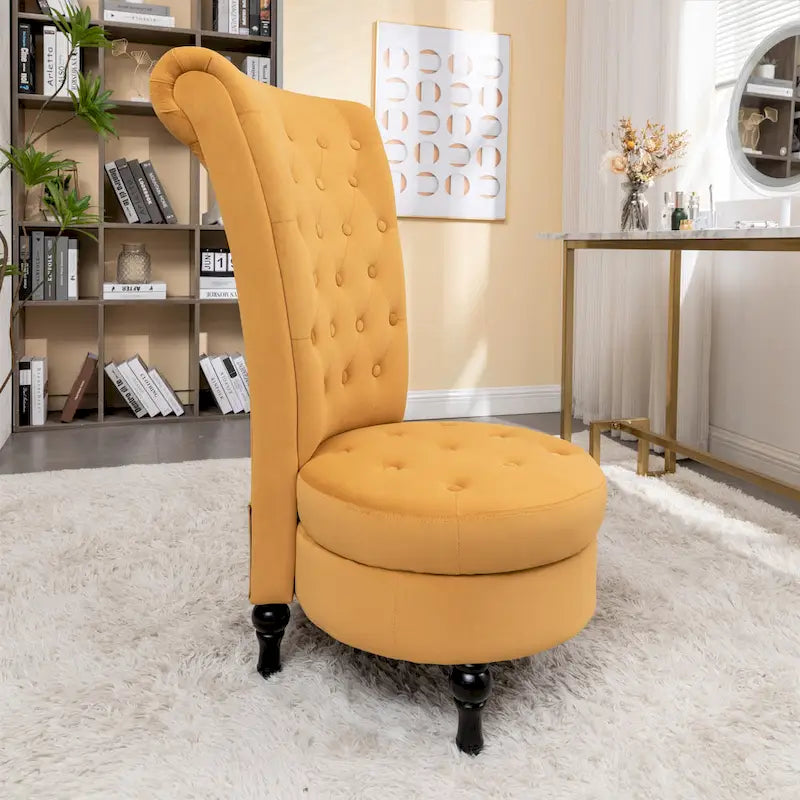 Fauteuil d'appoint haut de gamme en velours capitonné, jaune moutarde/gris/noir, unité