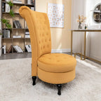 Fauteuil d'appoint haut de gamme en velours capitonné, jaune moutarde/gris/noir, unité