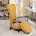 Fauteuil d'appoint haut de gamme en velours capitonné, jaune moutarde/gris/noir, unité