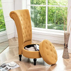 Fauteuil d'appoint haut de gamme en velours capitonné, jaune moutarde/gris/noir, unité