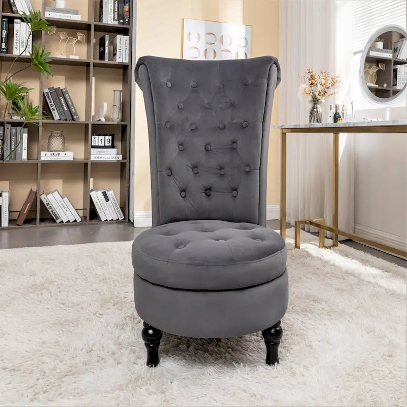 Fauteuil d'appoint haut de gamme en velours capitonné, jaune moutarde/gris/noir, unité