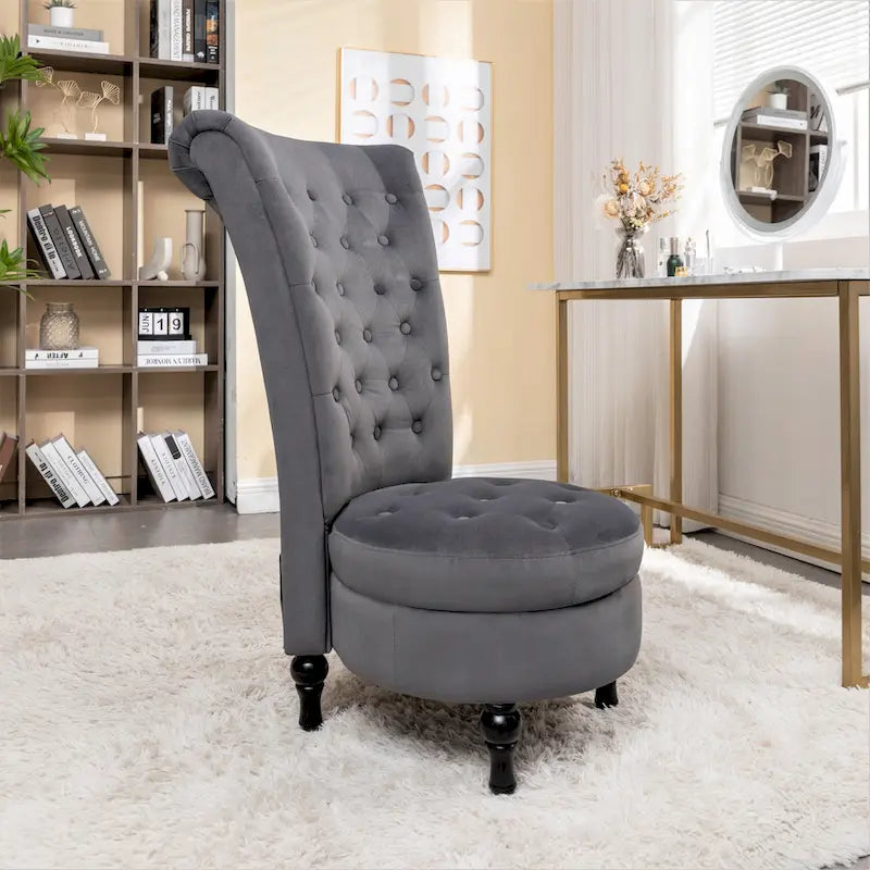 Fauteuil d'appoint haut de gamme en velours capitonné, jaune moutarde/gris/noir, unité