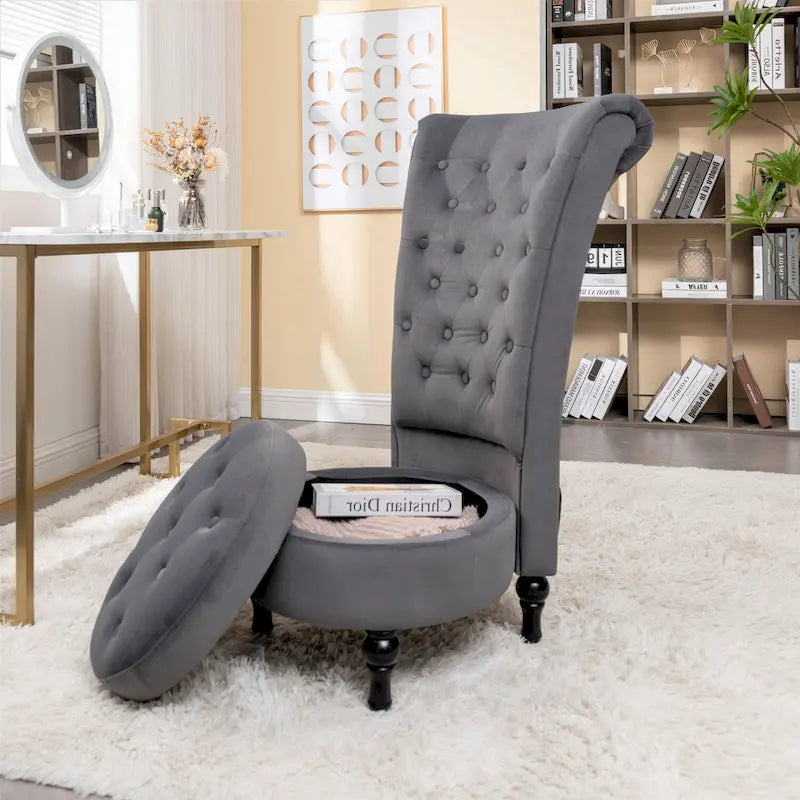 Fauteuil d'appoint haut de gamme en velours capitonné, jaune moutarde/gris/noir, unité
