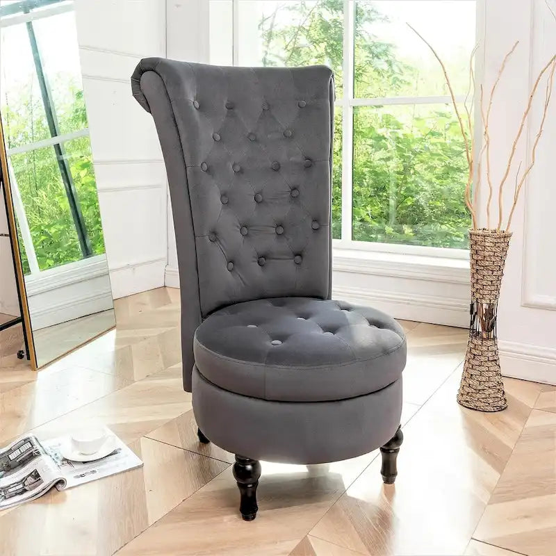 Fauteuil d'appoint haut de gamme en velours capitonné, jaune moutarde/gris/noir, unité