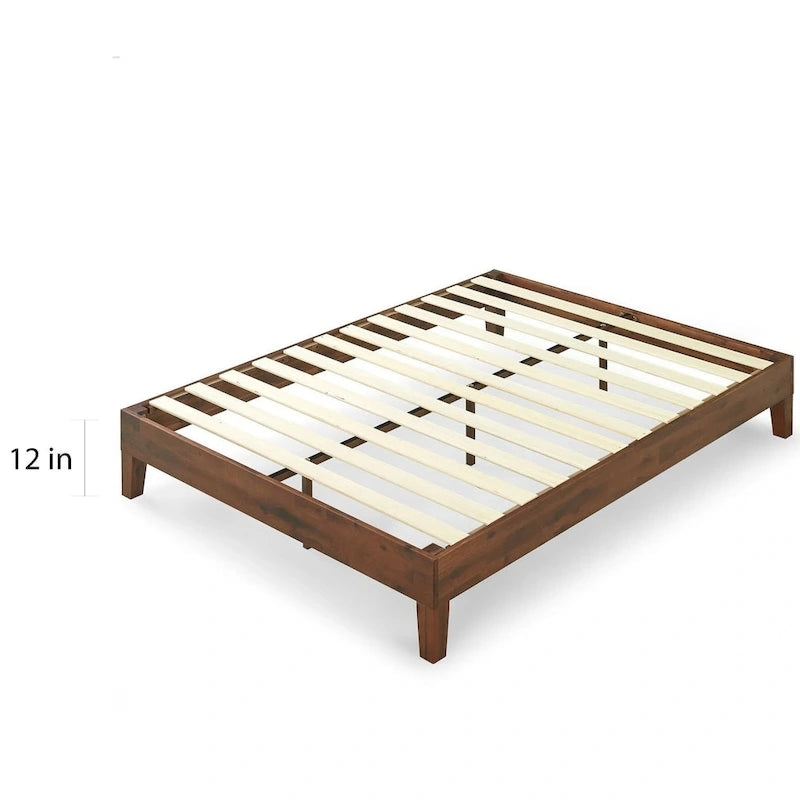 Lit plateforme en bois massif Antique Espresso - 1 place, lattes de soutien