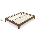 Lit plateforme en bois massif Antique Espresso - 1 place, lattes de soutien