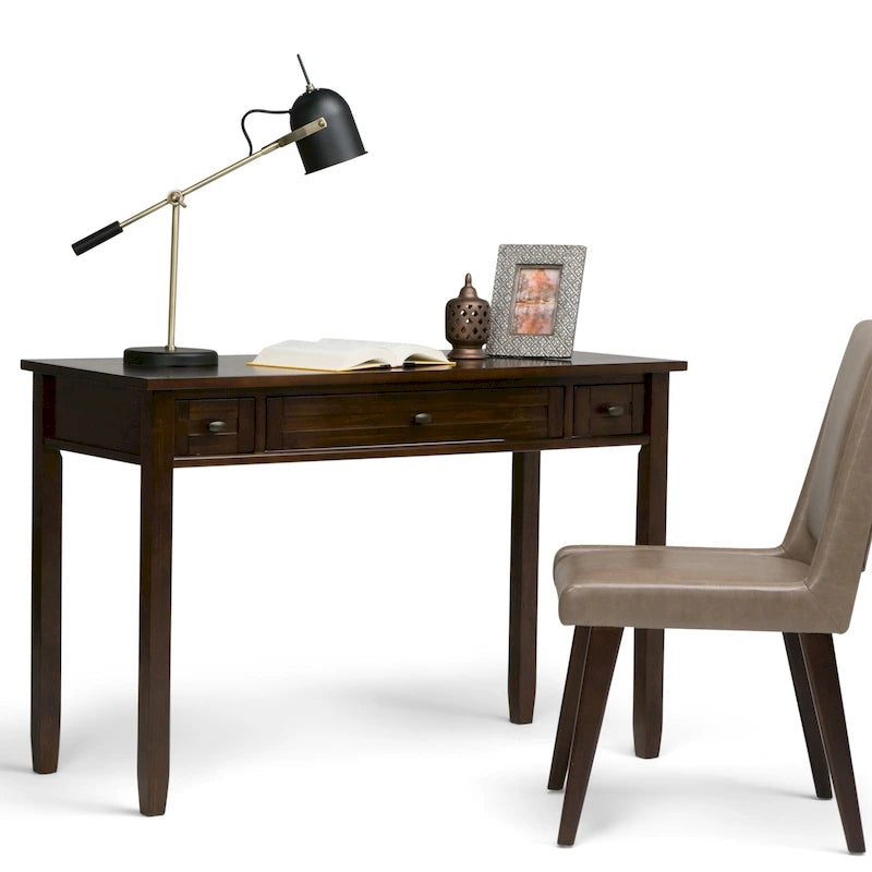 Bureau en bois massif avec tiroirs — Multicolore, une place