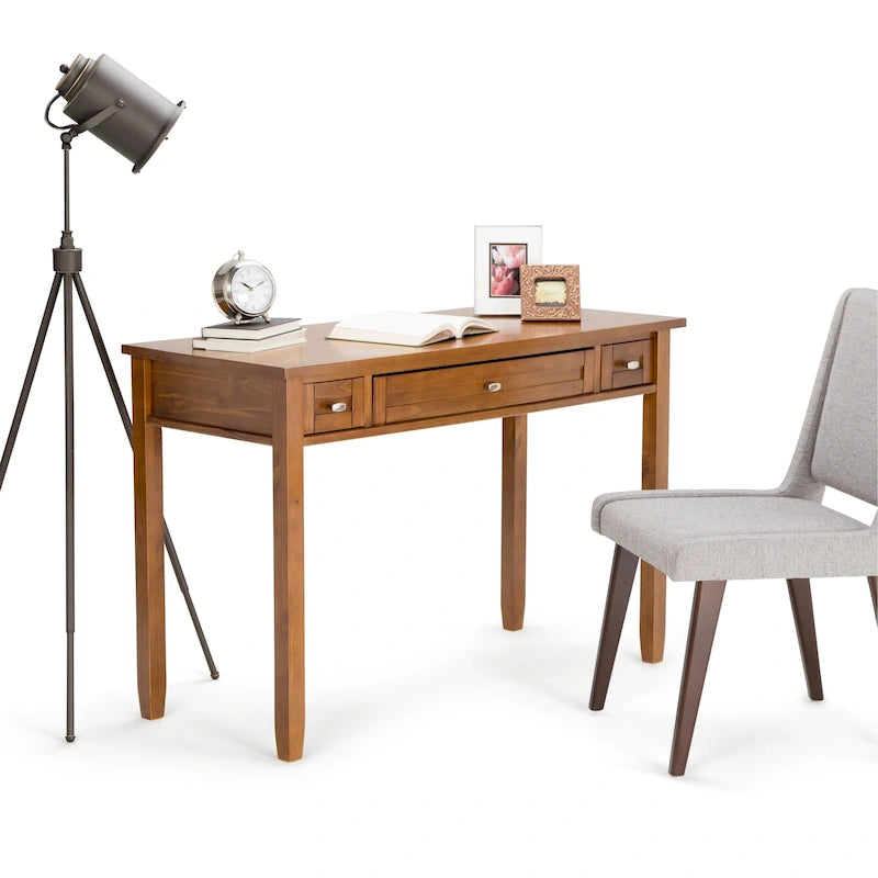 Bureau en bois massif avec tiroirs — Multicolore, une place