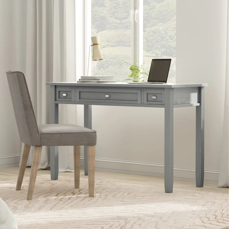 Bureau en bois massif avec tiroirs — Multicolore, une place