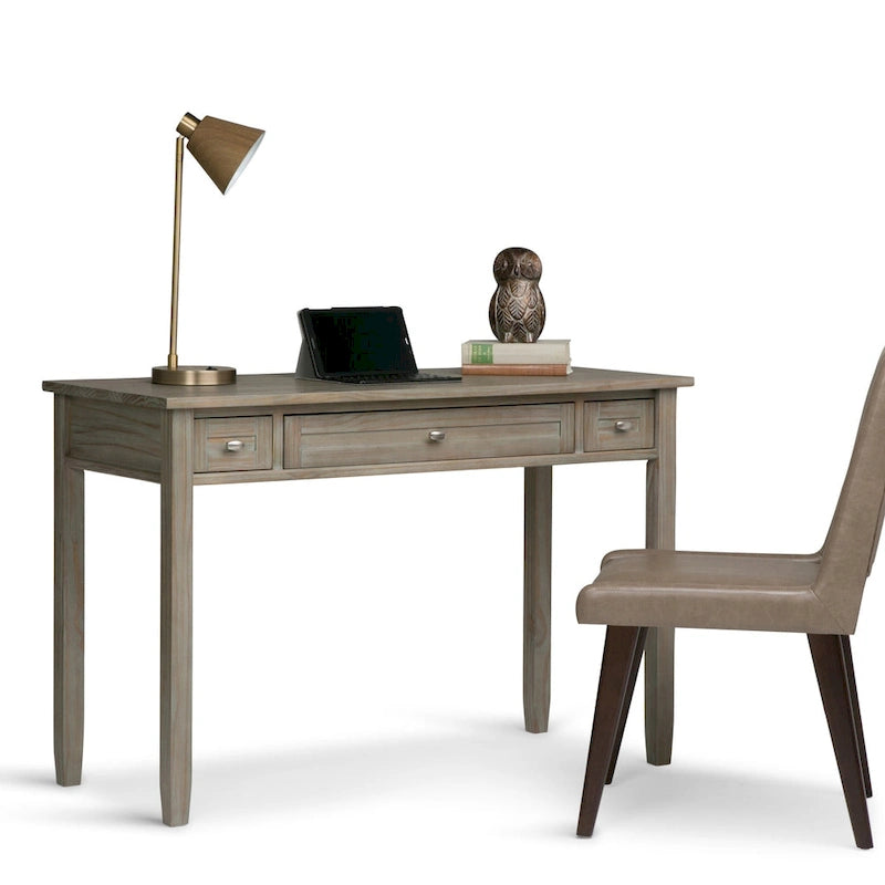 Bureau en bois massif avec tiroirs — Multicolore, une place