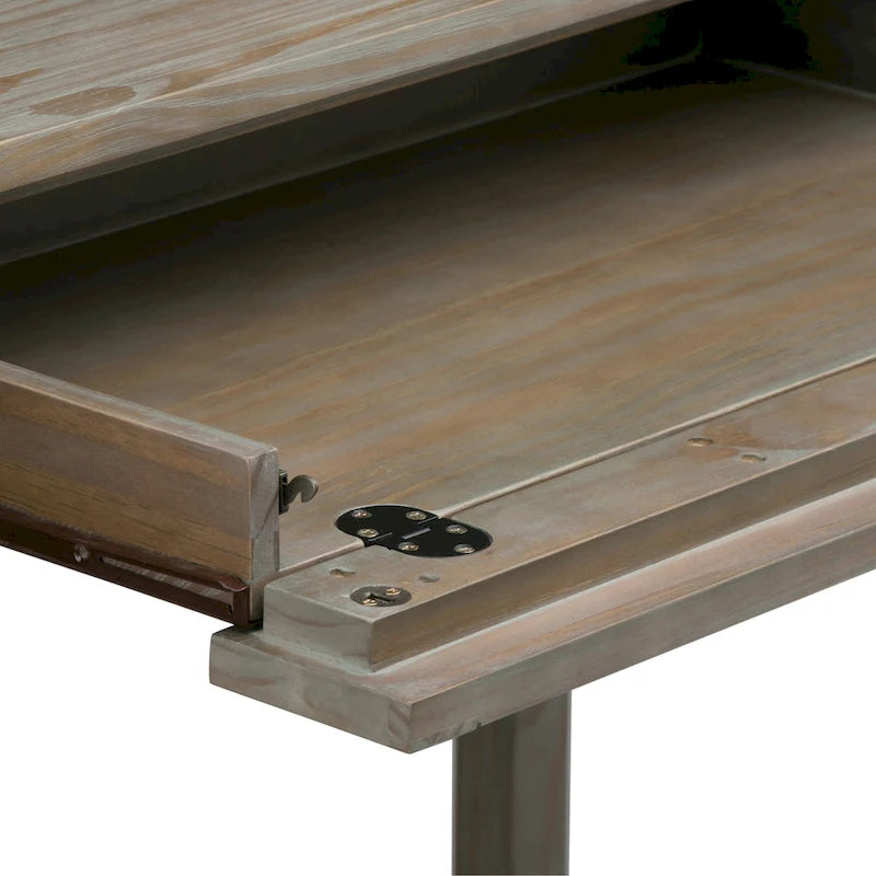 Bureau en bois massif avec tiroirs — Multicolore, une place