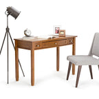 Bureau en bois massif avec tiroirs — Multicolore, une place