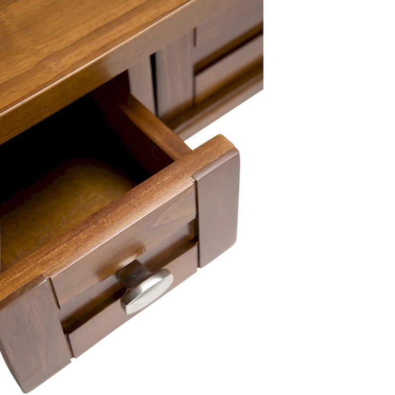 Bureau en bois massif avec tiroirs — Multicolore, une place