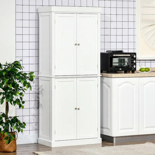 Armoire de cuisine garde-manger à 4 portes avec 6 étagères, noir/blanc