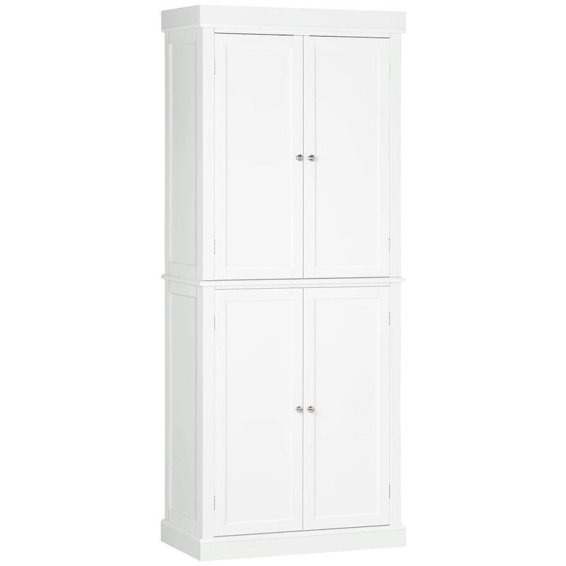 Armoire de cuisine garde-manger à 4 portes avec 6 étagères, noir/blanc