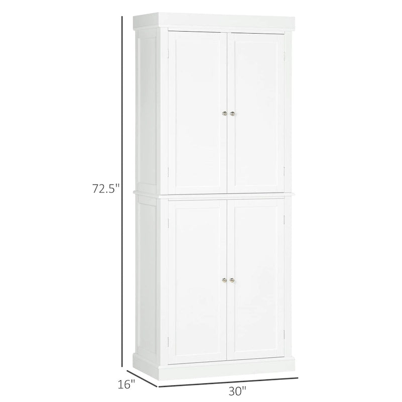 Armoire de cuisine garde-manger à 4 portes avec 6 étagères, noir/blanc