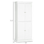 Armoire de cuisine garde-manger à 4 portes avec 6 étagères, noir/blanc