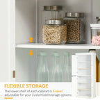 Armoire de cuisine garde-manger à 4 portes avec 6 étagères, noir/blanc