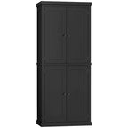 Armoire de cuisine garde-manger à 4 portes avec 6 étagères, noir/blanc