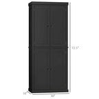 Armoire de cuisine garde-manger à 4 portes avec 6 étagères, noir/blanc