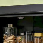Armoire de cuisine garde-manger à 4 portes avec 6 étagères, noir/blanc