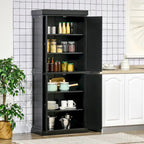 Armoire de cuisine garde-manger à 4 portes avec 6 étagères, noir/blanc