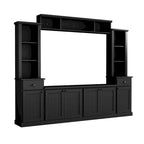 Meuble TV Blanc / Noir avec Pont & Meubles d'Appoint – Convient aux TV jusqu'à 75"