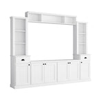 Meuble TV Blanc / Noir avec Pont & Meubles d'Appoint – Convient aux TV jusqu'à 75"
