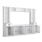 Meuble TV Blanc / Noir avec Pont & Meubles d'Appoint – Convient aux TV jusqu'à 75"