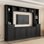 Meuble TV Blanc / Noir avec Pont & Meubles d'Appoint – Convient aux TV jusqu'à 75"