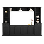 Meuble TV Blanc / Noir avec Pont & Meubles d'Appoint – Convient aux TV jusqu'à 75"