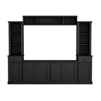 Meuble TV Blanc / Noir avec Pont & Meubles d'Appoint – Convient aux TV jusqu'à 75"