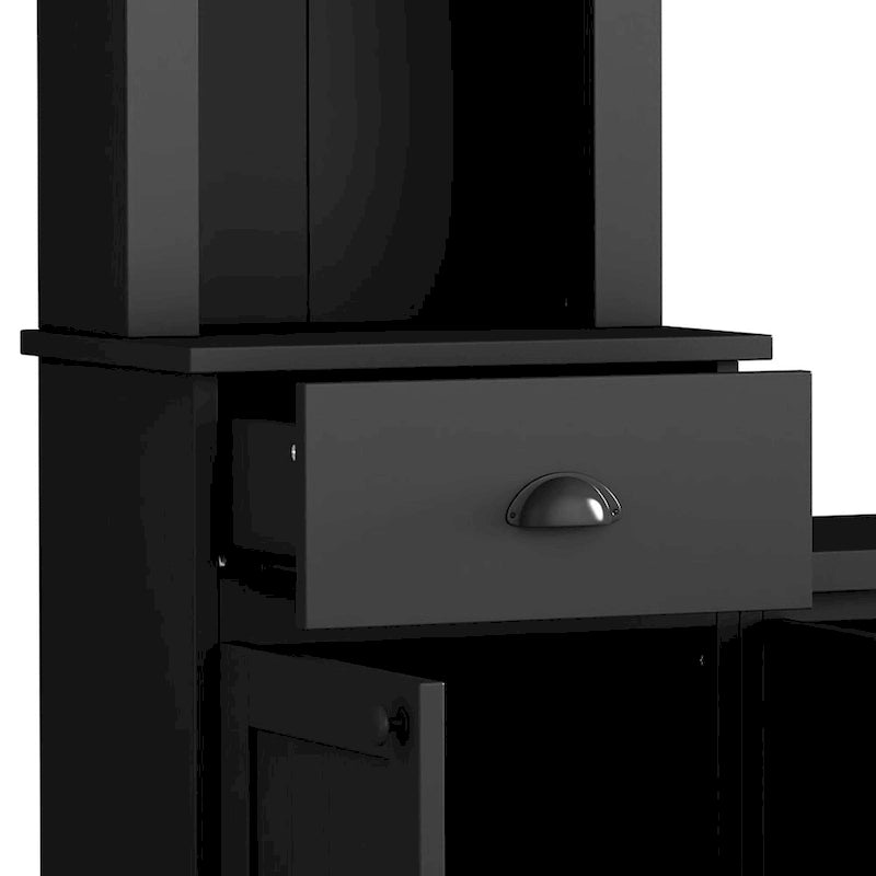 Meuble TV Blanc / Noir avec Pont & Meubles d'Appoint – Convient aux TV jusqu'à 75"