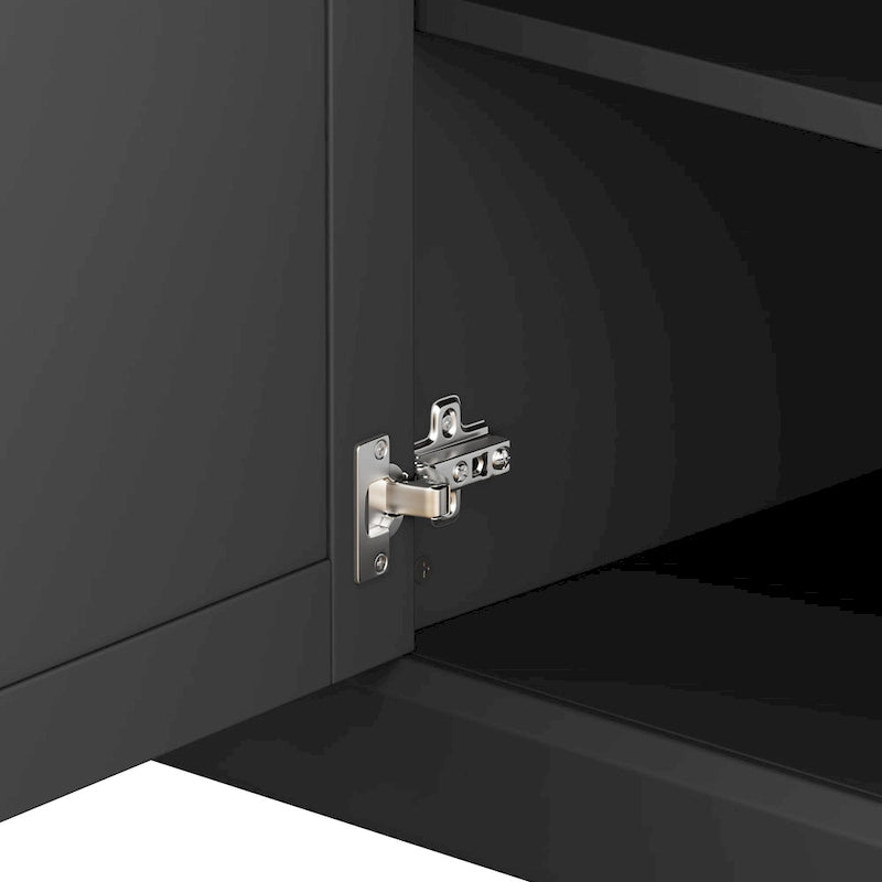 Meuble TV Blanc / Noir avec Pont & Meubles d'Appoint – Convient aux TV jusqu'à 75"