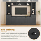 Meuble TV Blanc / Noir avec Pont & Meubles d'Appoint – Convient aux TV jusqu'à 75"