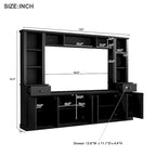 Meuble TV Blanc / Noir avec Pont & Meubles d'Appoint – Convient aux TV jusqu'à 75"
