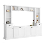 Meuble TV Blanc / Noir avec Pont & Meubles d'Appoint – Convient aux TV jusqu'à 75"