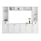 Meuble TV Blanc / Noir avec Pont & Meubles d'Appoint – Convient aux TV jusqu'à 75"