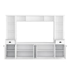 Meuble TV Blanc / Noir avec Pont & Meubles d'Appoint – Convient aux TV jusqu'à 75"