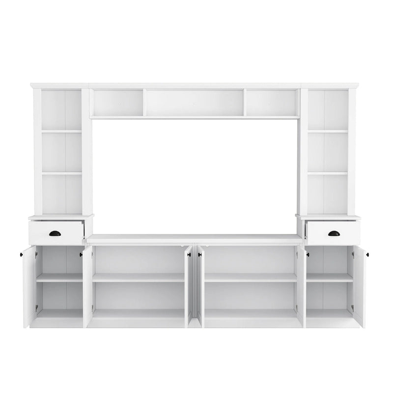 Meuble TV Blanc / Noir avec Pont & Meubles d'Appoint – Convient aux TV jusqu'à 75"
