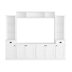 Meuble TV Blanc / Noir avec Pont & Meubles d'Appoint – Convient aux TV jusqu'à 75"